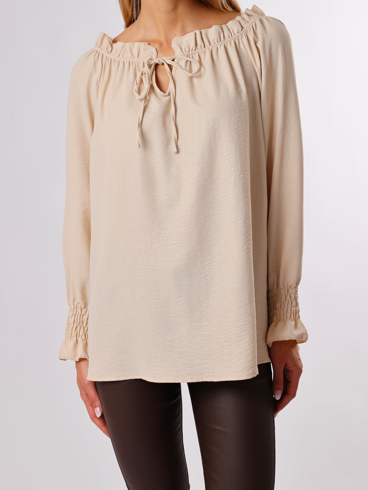 NEW - Blouse beige avec dorures