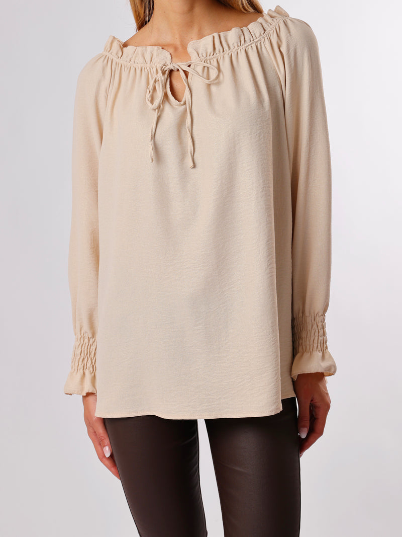 NEW - Blouse beige avec dorures