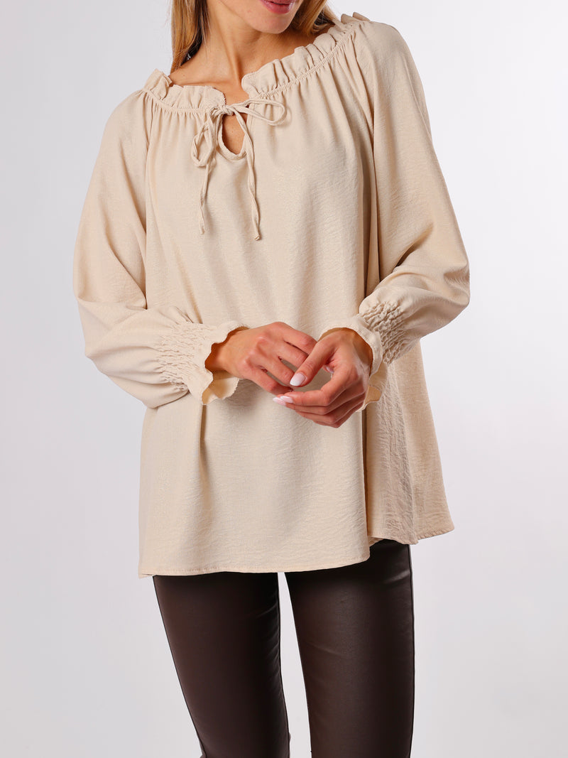 NEW - Blouse beige avec dorures