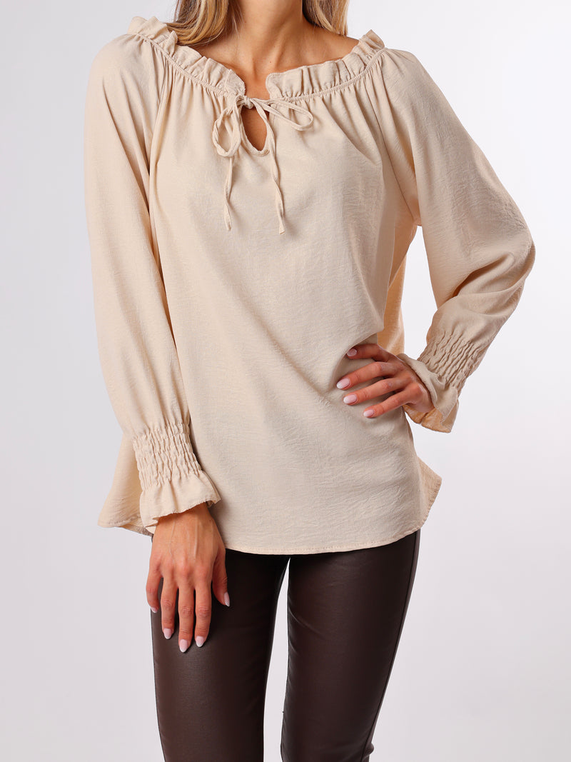NEW - Blouse beige avec dorures