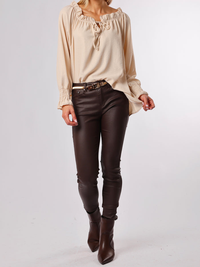 NEW - Blouse beige avec dorures