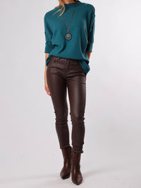 NEW - Chandail bleu sarcelle col montant avec boutons sur les côtés