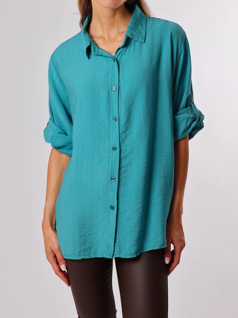 NEW - Chemise bleu sarcelle avec dos en crochet