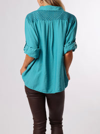 NEW - Chemise bleu sarcelle avec dos en crochet