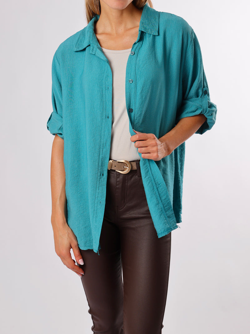 NEW - Chemise bleu sarcelle avec dos en crochet