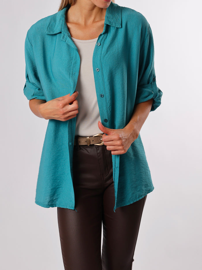 NEW - Chemise bleu sarcelle avec dos en crochet