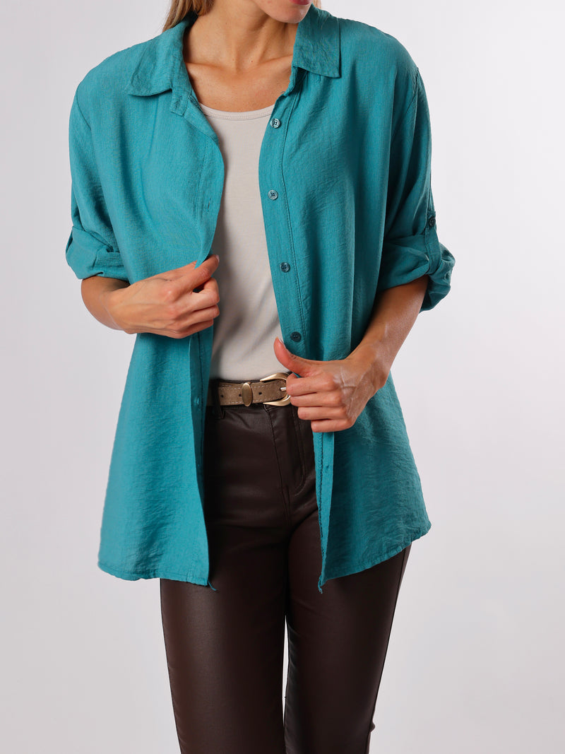 NEW - Chemise bleu sarcelle avec dos en crochet