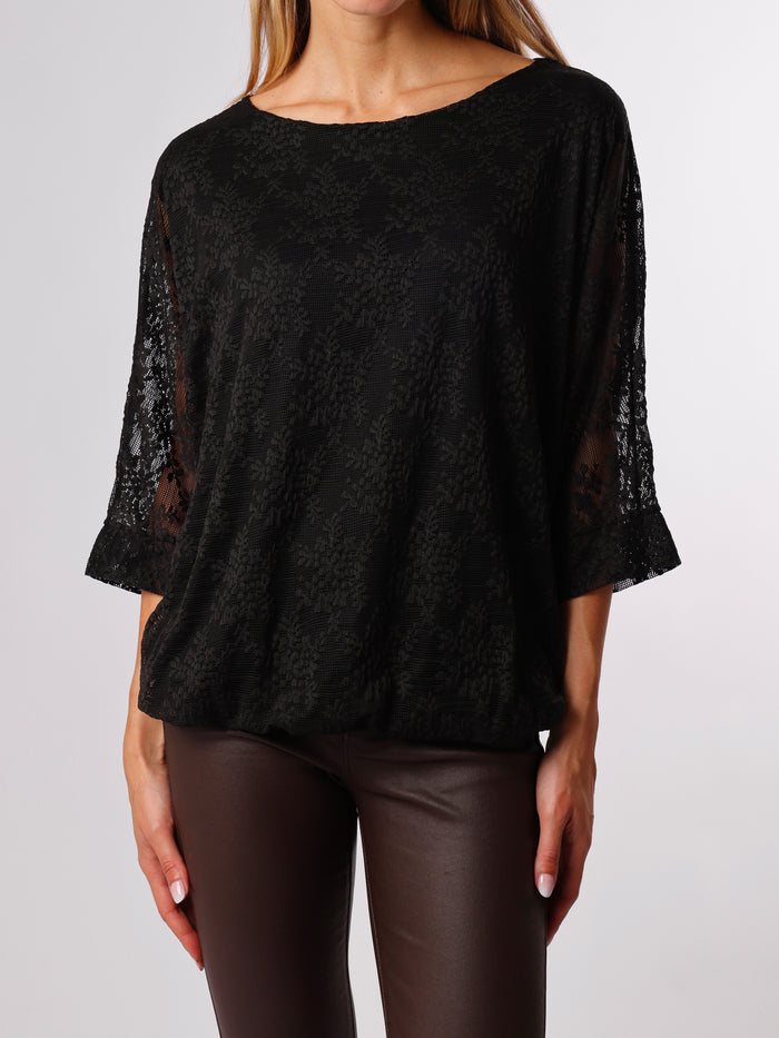 NEW - Chandail noir uni en dentelle