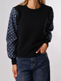 NEW - Chandail noir uni à manche en jeans