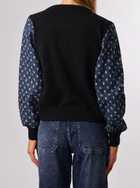 NEW - Chandail noir uni à manche en jeans