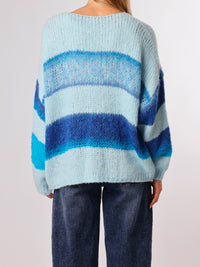 NEW - Chandail en tricot bleu ciel rayé