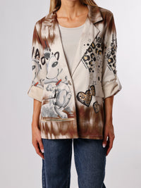NEW - Veston beige avec imprimé de Snoopy