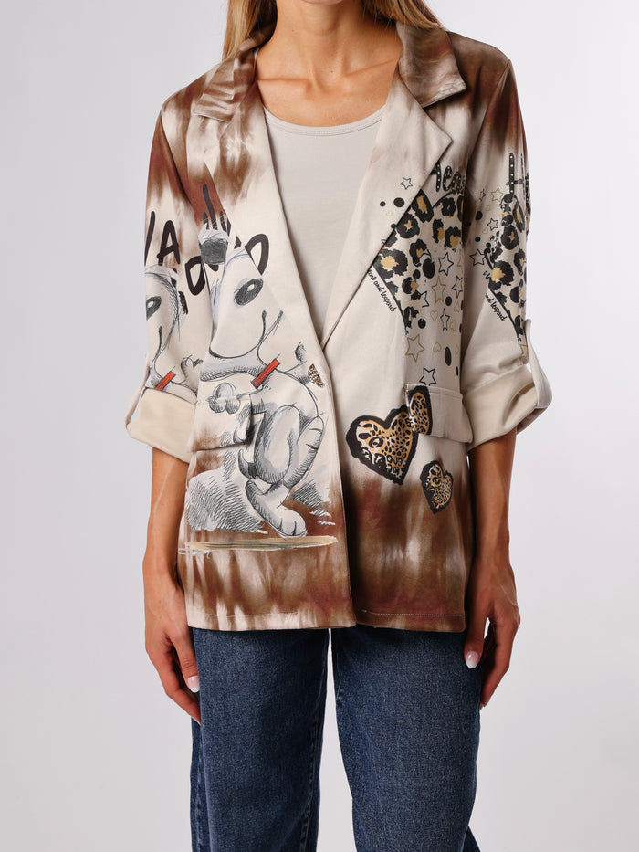 NEW - Veston beige avec imprimé de Snoopy