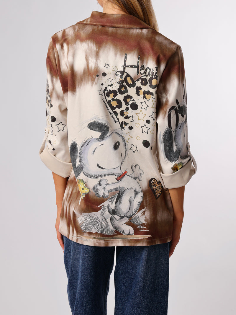 NEW - Veston beige avec imprimé de Snoopy