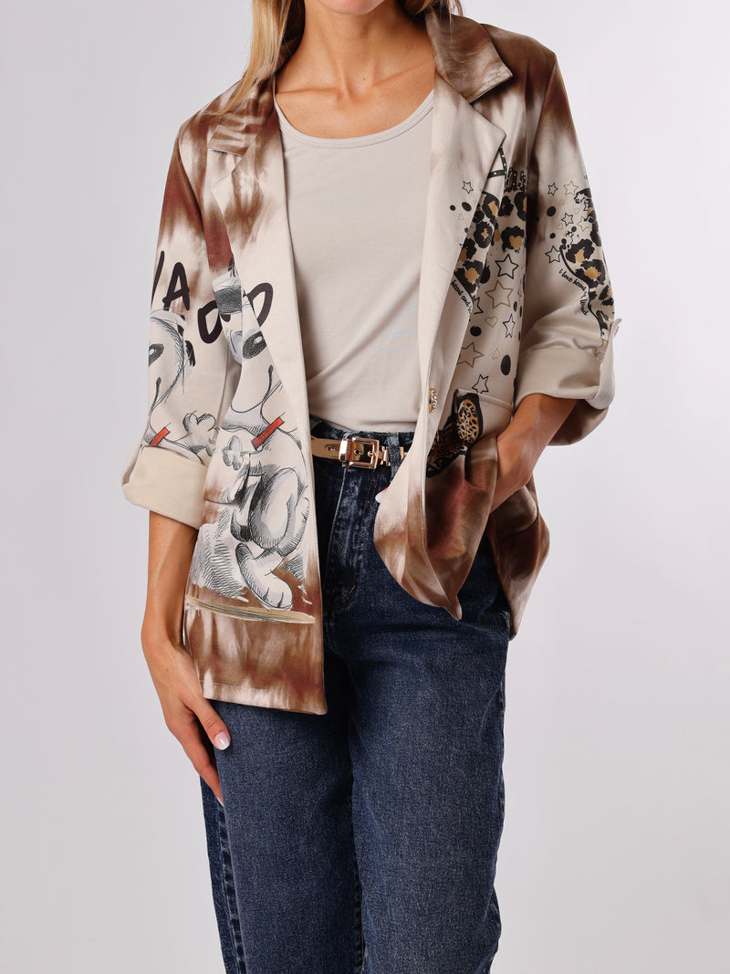 NEW - Veston beige avec imprimé de Snoopy