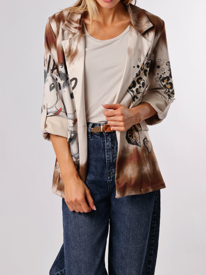 NEW - Veston beige avec imprimé de Snoopy