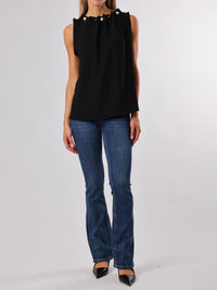 NEW - Blouse noire sans manches avec perles