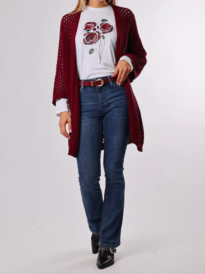 NEW - Cardigan bourgogne en mailles