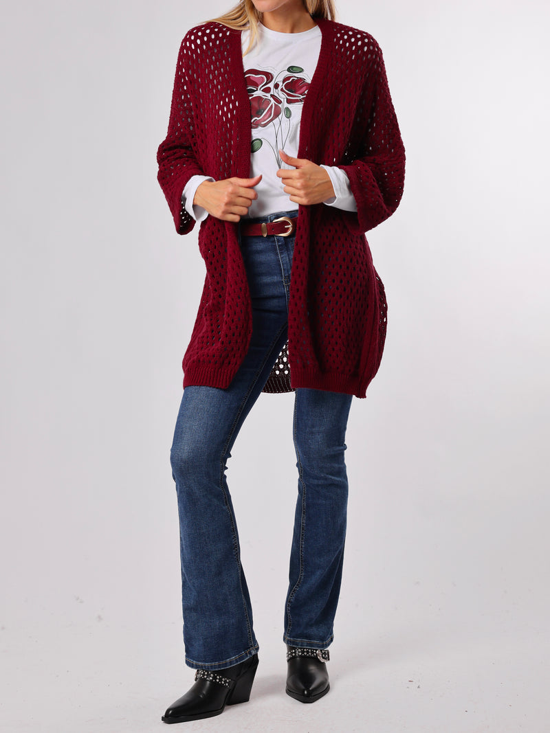 NEW - Cardigan bourgogne en mailles