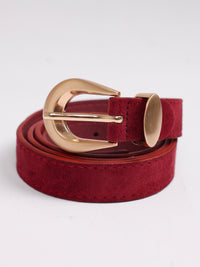 NEW - Ceinture bourgogne en ultra suède avec boucle or