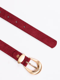 NEW - Ceinture bourgogne en ultra suède avec boucle or