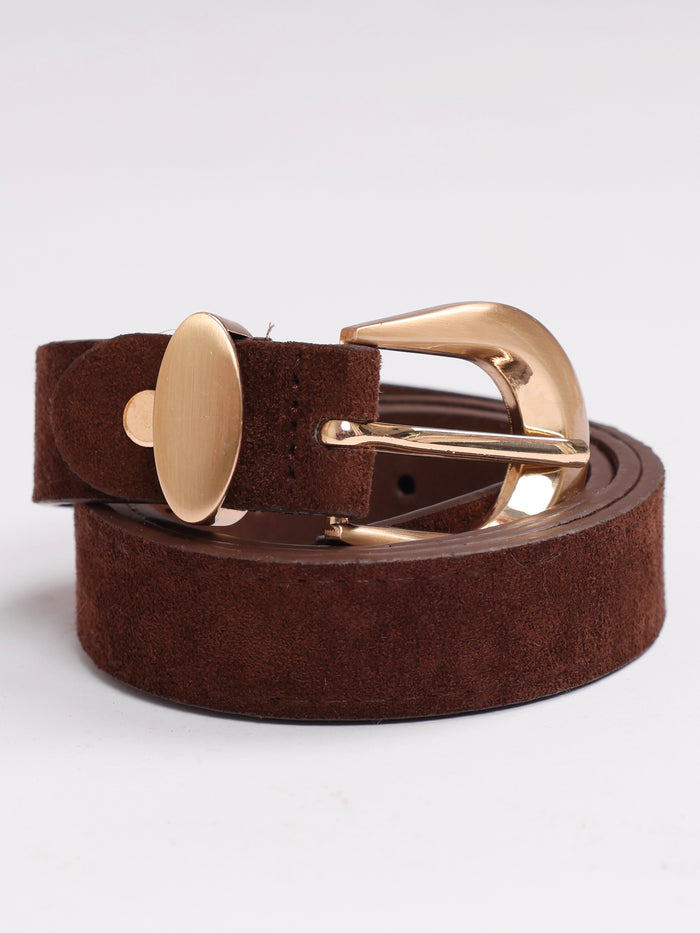 NEW - Ceinture brune en ultra suède avec boucle or