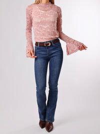 NEW - Chandail rose pâle en dentelle