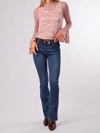 NEW - Chandail rose pâle en dentelle