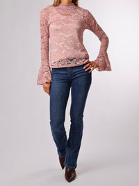 NEW - Chandail rose pâle en dentelle