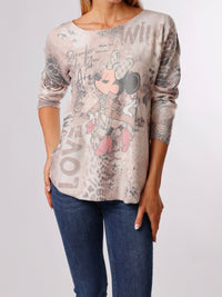 NEW - Chandail beige avec imprimé Minnie Mouse