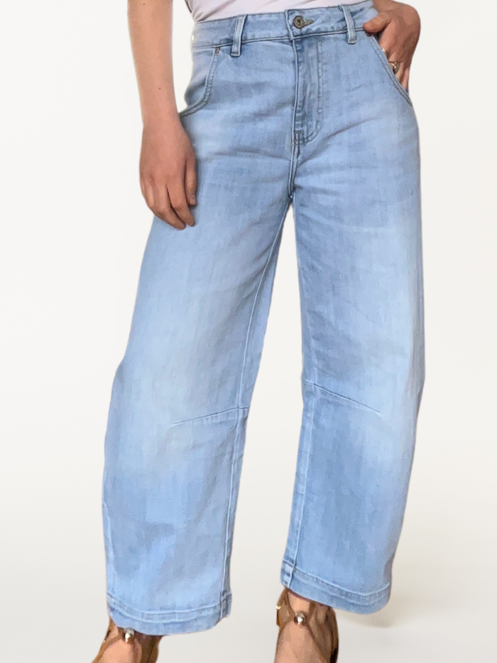Jeans baggy bleu délavé 7/8