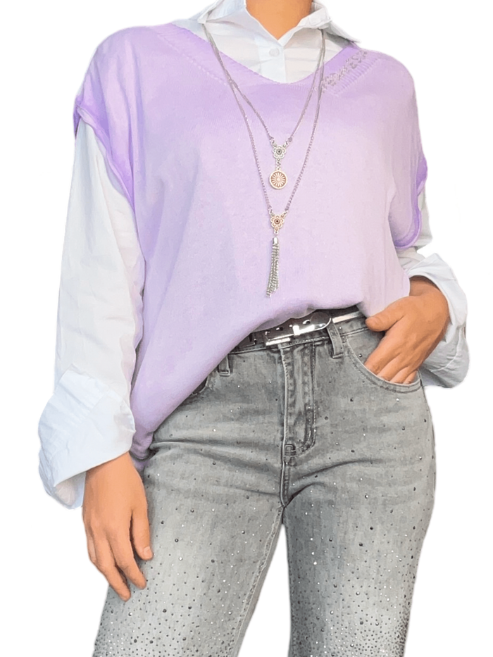 Débardeur lilas à col en V