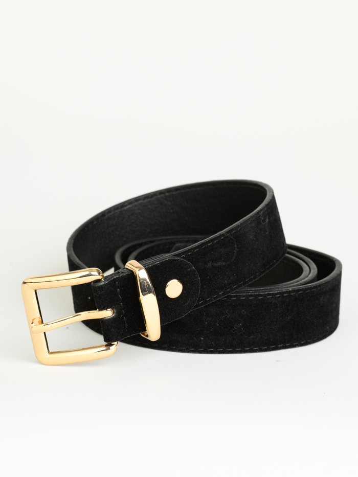 NEW - Ceinture noire en suède avec boucle dorée