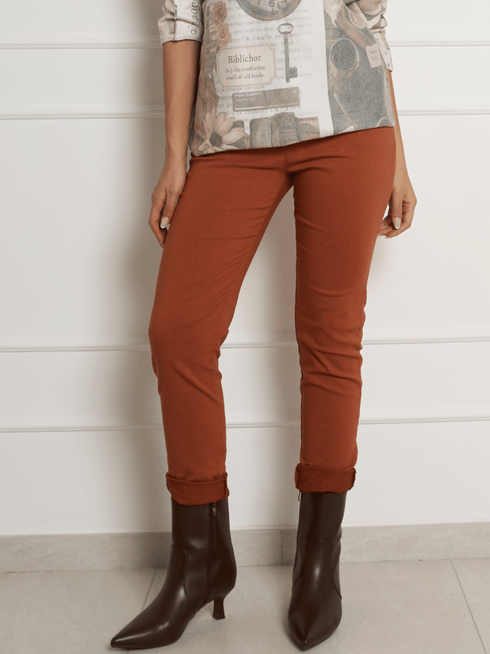 NEW - Pantalon orange brique à taille élastique avec cordon