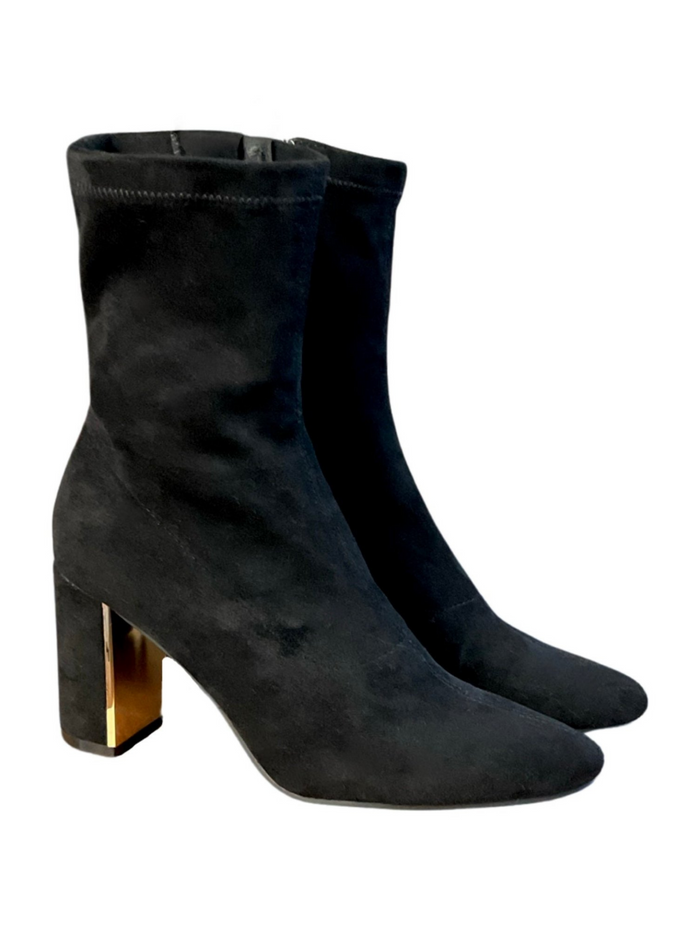 Botte Noir En Suède Mi-Haute