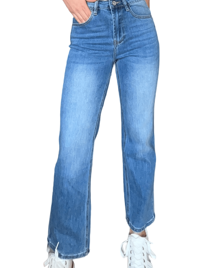 Jeans 7/8 droit à taille régulière