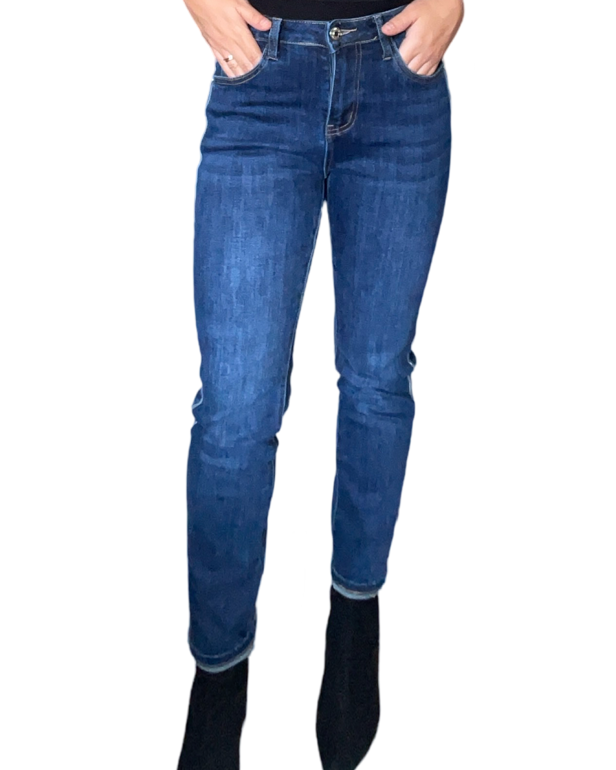 Jeans skinny à taille haute pour femme.