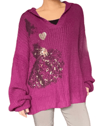 NEW - Chandail en tricot magenta à manches longues