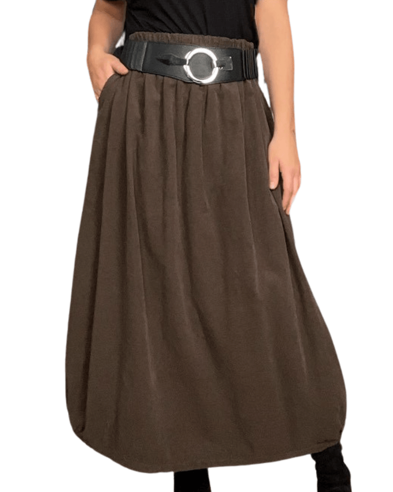 Jupe noire en voile pour femme pour femme avec ceinture.