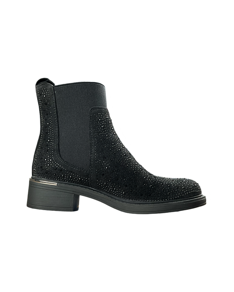 Botte noir brillante pour femme vers la droite