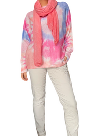 Chandail rose ''Tie Dye'' pour femme avec foulard.