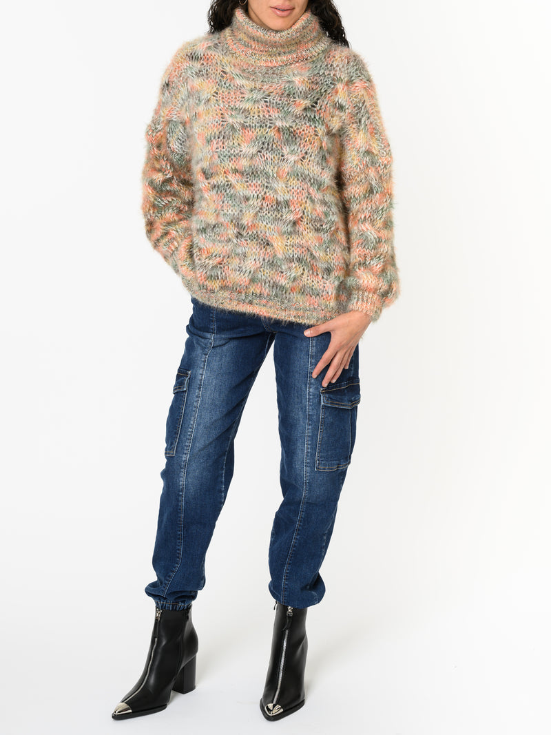 NEW - Chandail en tricot orange et vert