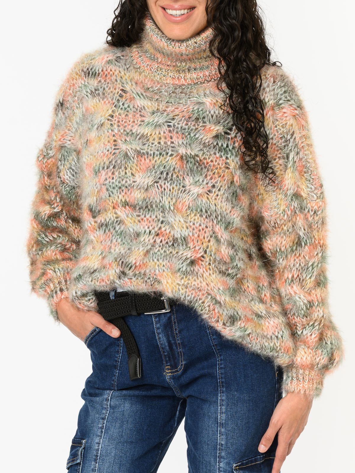 NEW - Chandail en tricot orange et vert