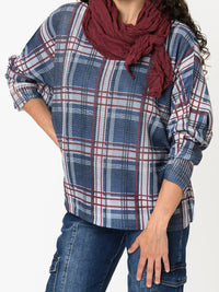 NEW - Chandail bleu avec imprimé de carreaux