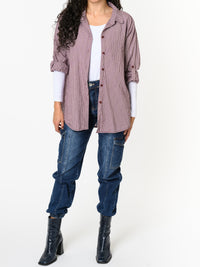 NEW - Chemise à motifs de carreaux blancs et bourgognes