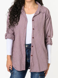 NEW - Chemise à motifs de carreaux blancs et bourgognes