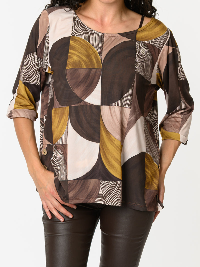 NEW - Chandail avec imprimé géométrique multicolore