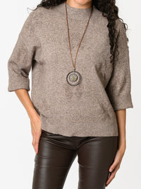 NEW - Chandail moka à motifs de fleurs moka