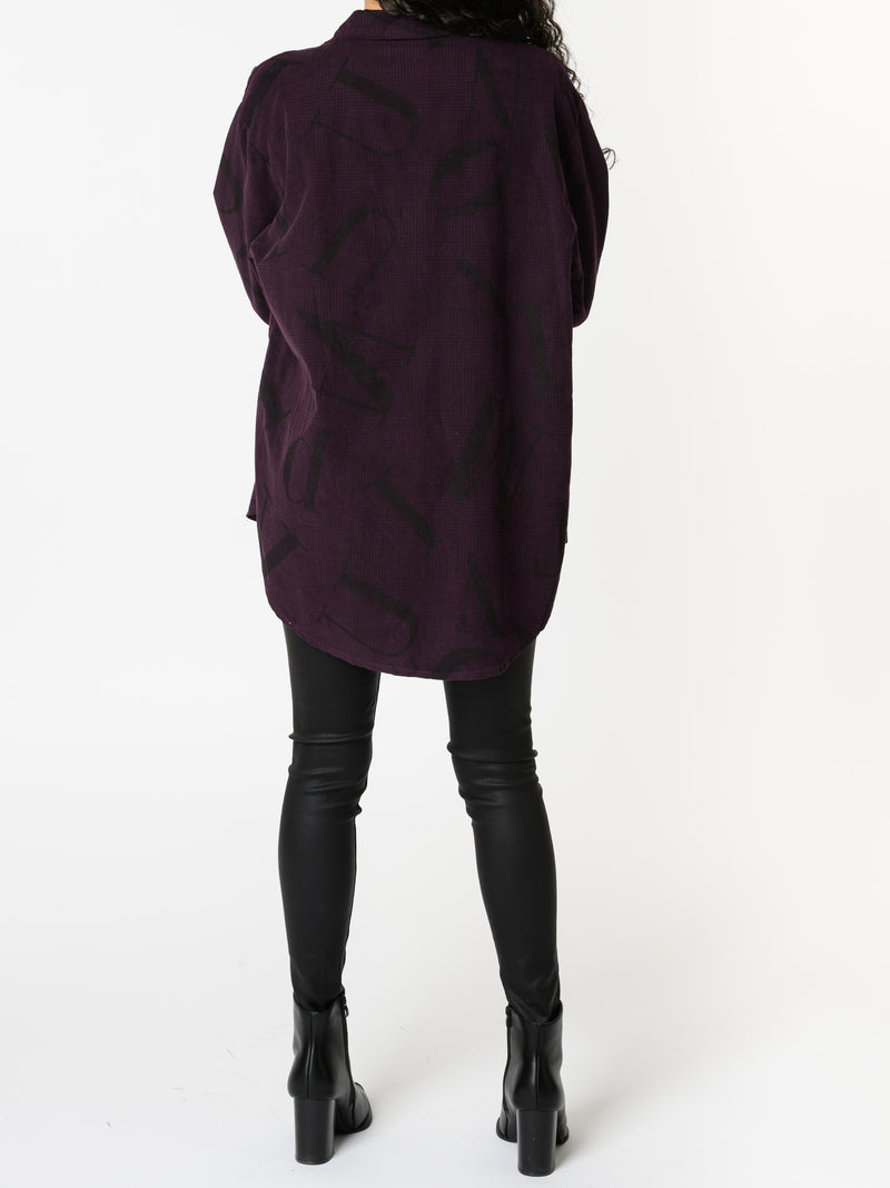 NEW - Chemise prune en velours à manches longues