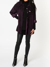 NEW - Chemise prune en velours à manches longues